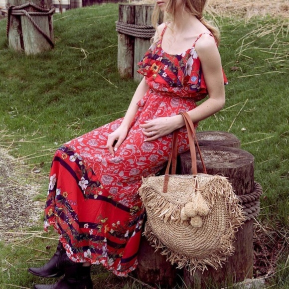 NEW Anthropologie Zuri Midi floral red Dress size S new with tag nwt - Picture 8 of 8